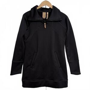 Indygena Women Pullover Long Sleeve Top Fleece Lined Pockets Black Sz S